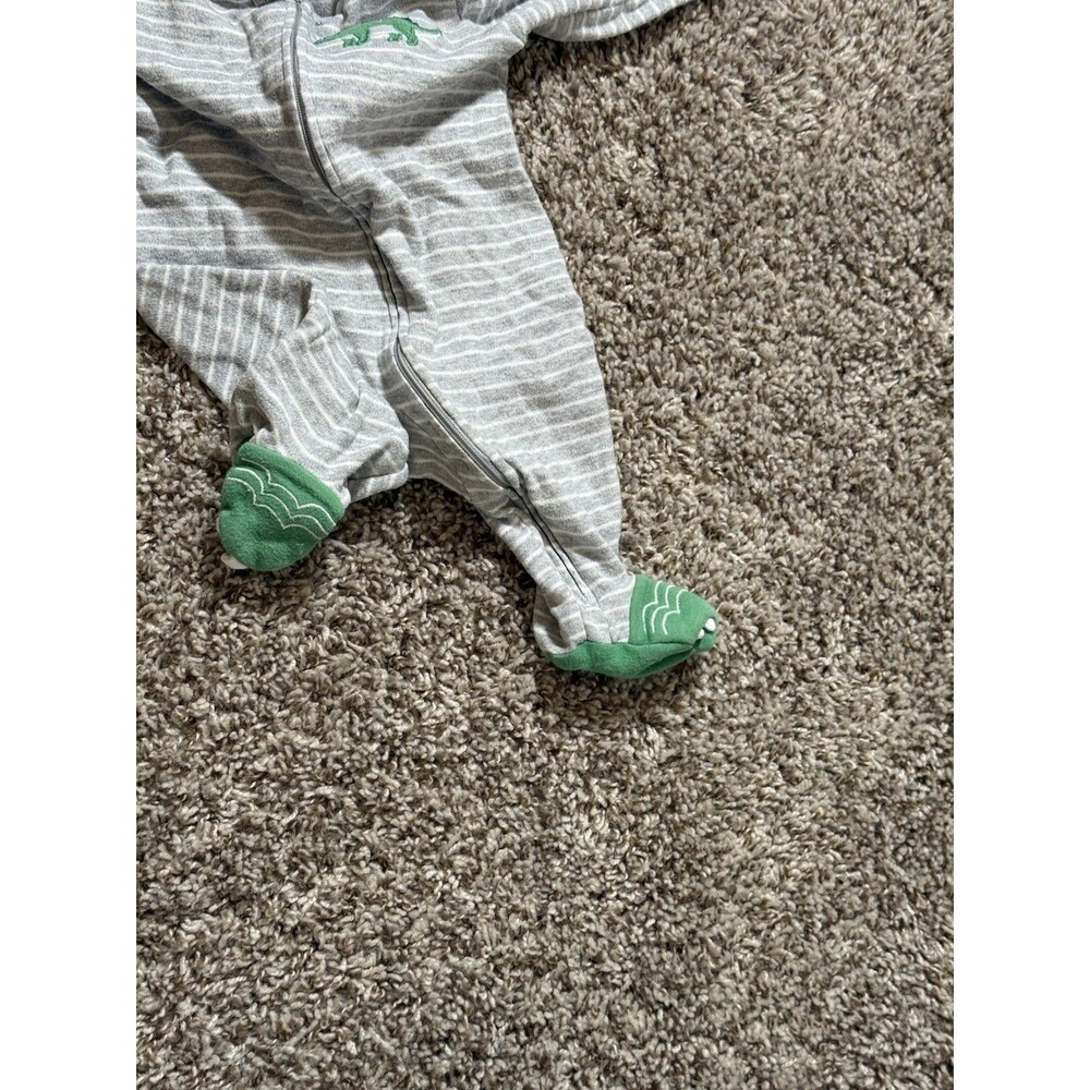 Carter's Dinosaur Sleep & Play Baby Bodysuit Gray Zip Pajama 3M - Picture 9 of 15